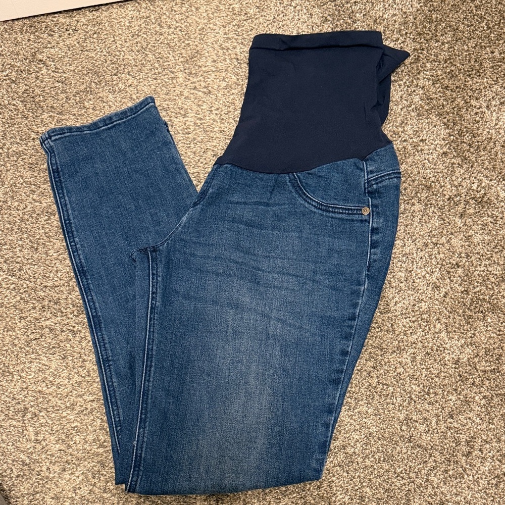 Indigo Blue Women's over the bump maternity skinny Jeans size large